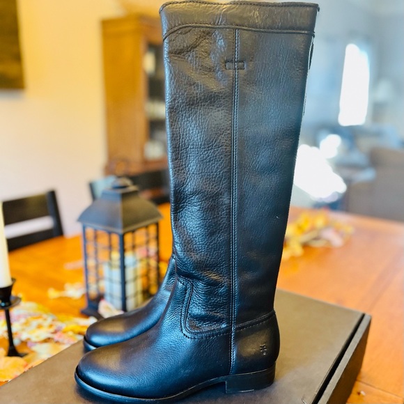 Frye NIB Cara Roper Tall Black Leather Riding Boot Size 6 With Box - Picture 4 of 16